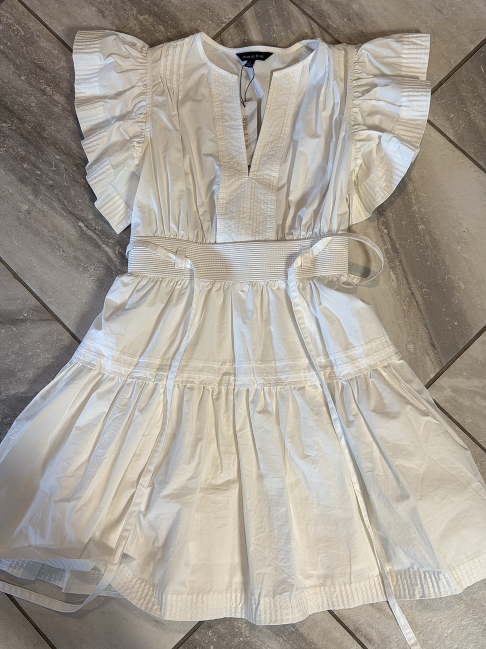 White Ruffle-Sleeve Cotton Dress for Girls - Classic Summer Style